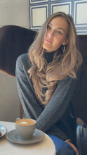 Load and play video in Gallery viewer, Oversized Knitted Polo-Neck Jumper - Dark Grey Melange
