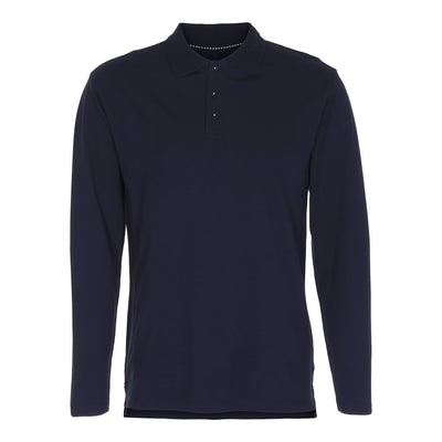 Muscle Long Sleeve Polo Shirt - Navy - TeeShoppen - Blue 5