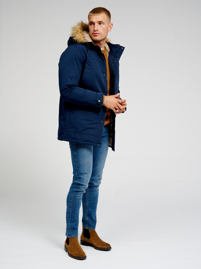 Classic Long Parka Jacket - Navy - TeeShoppen - Blue 2