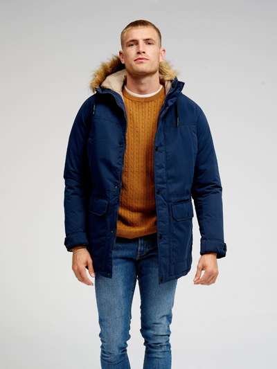 Classic Long Parka Jacket - Navy - TeeShoppen - Blue