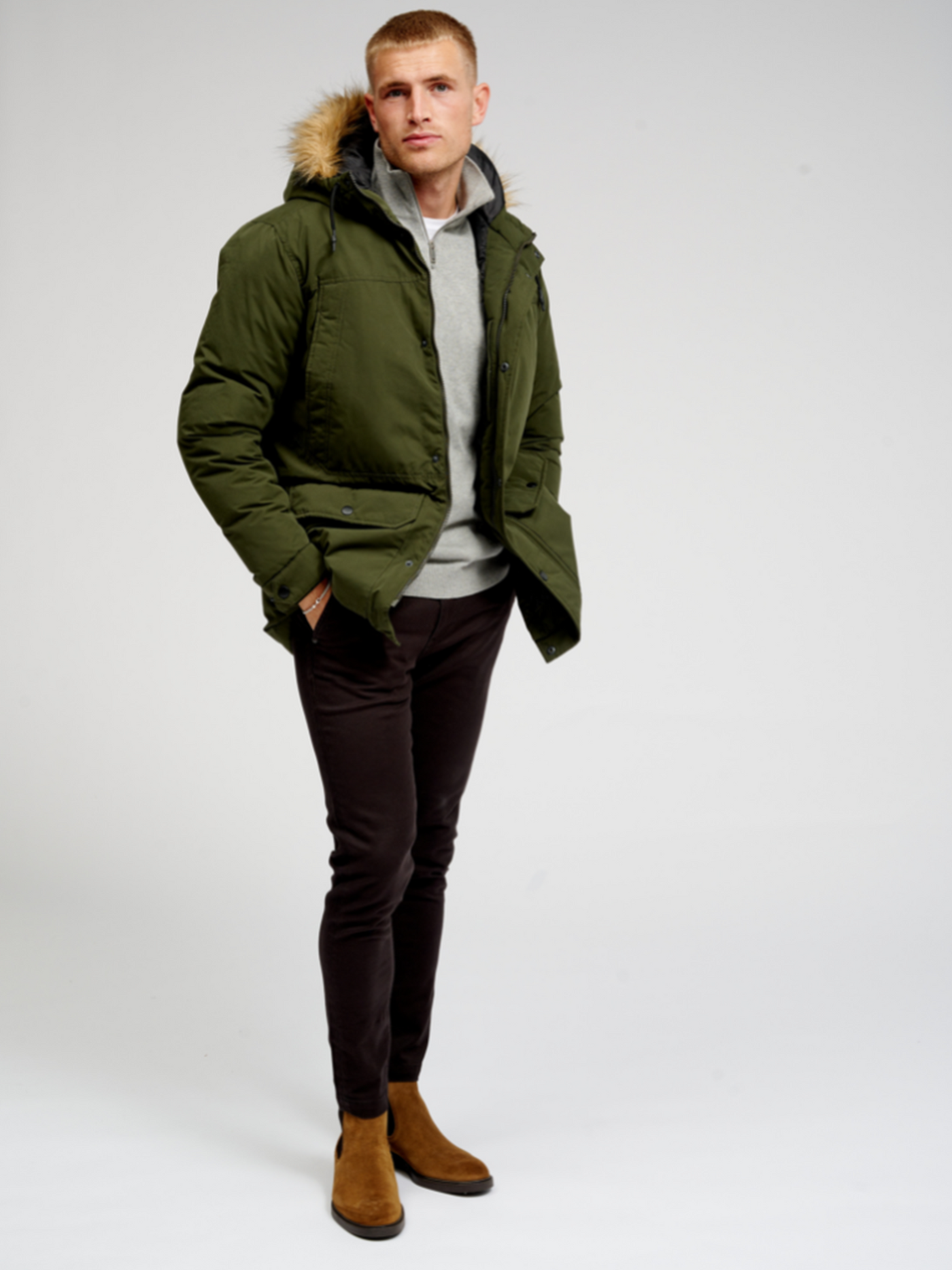 Classic Long Parka Jacket - Dark Green - TeeShoppen - Green 3