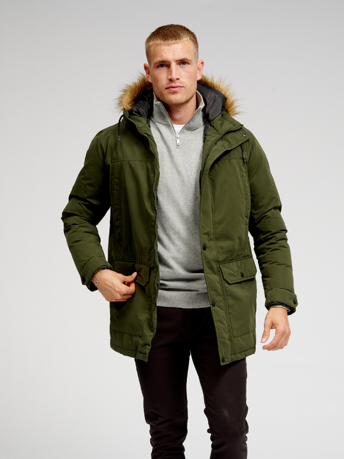 Classic Long Parka Jacket - Dark Green - TeeShoppen - Green