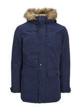 Load image into Gallery viewer, Classic Long Parka Jacket - Navy - TeeShoppen - Blue 5
