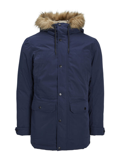 Classic Long Parka Jacket - Navy - TeeShoppen - Blue 5