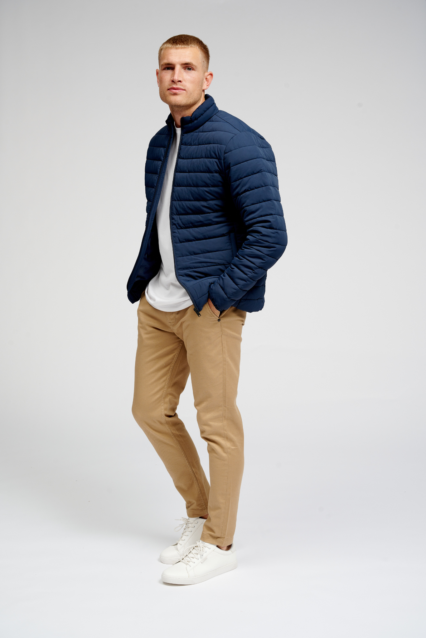 Light Puffer Jacket - Navy - TeeShoppen - Blue 2