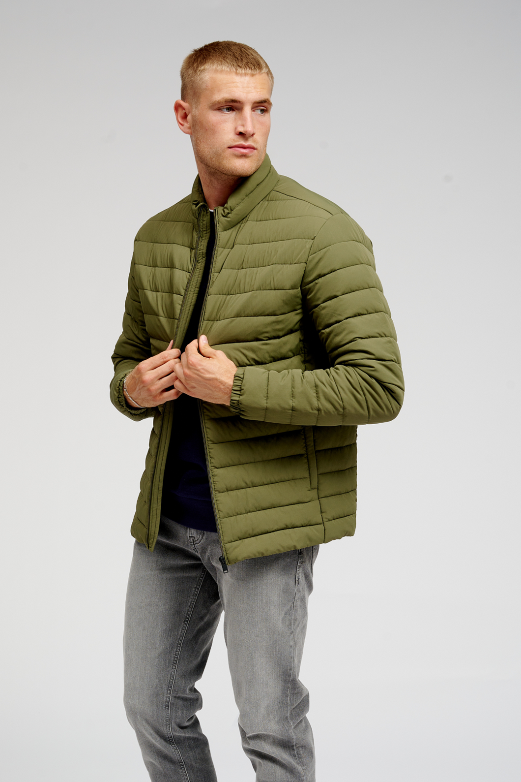 Light Puffer Jacket - Olive Night - TeeShoppen - Green