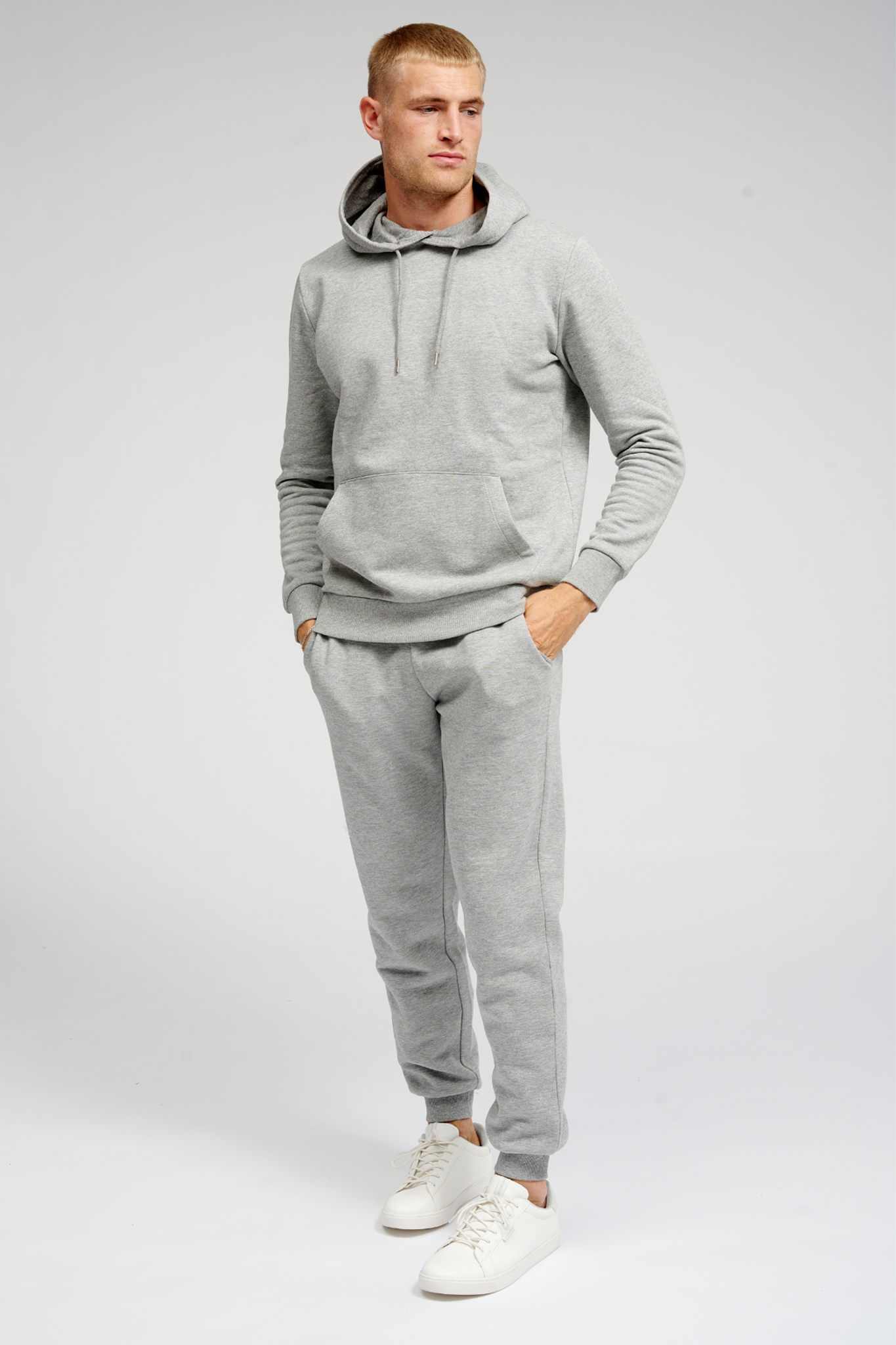 Basic Hoodie Sweat - Light Grey Melange - TeeShoppen - Grey 5