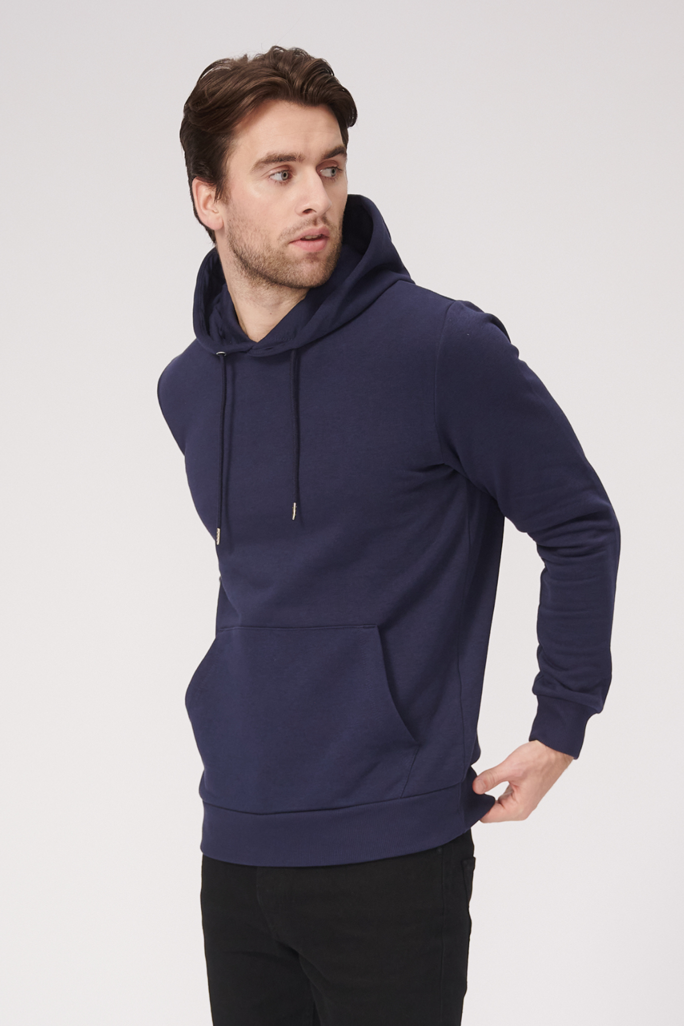 Basic Hoodie Sweat - Navy - TeeShoppen - Blue 3