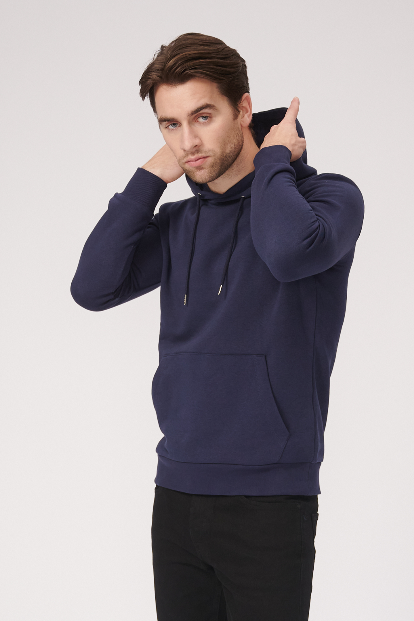 Basic Hoodie Sweat - Navy - TeeShoppen - Blue 2