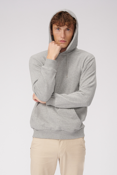 Basic Hoodie Sweat - Light Grey Melange - TeeShoppen - Grey 3