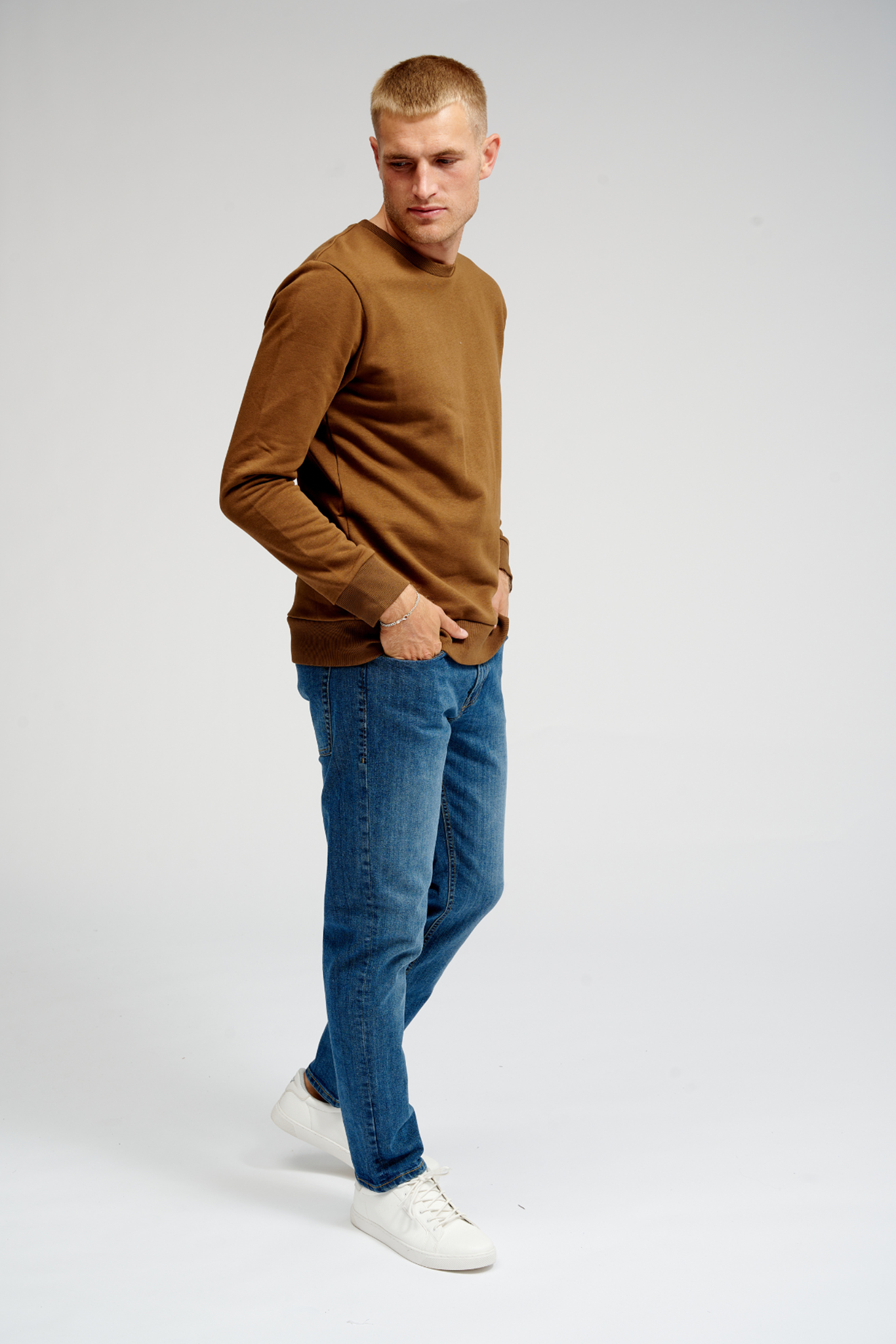 Basic Crewneck Sweat - Brown - TeeShoppen - Brown 2