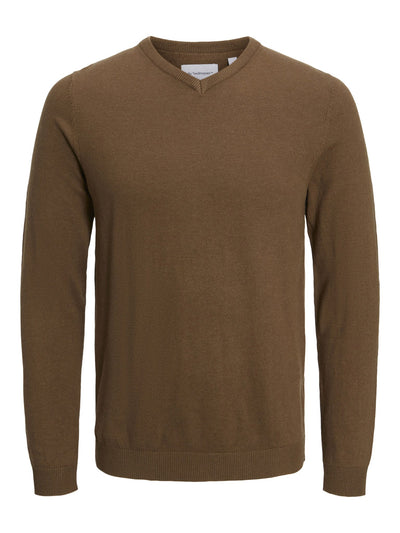 Basic Knit V-neck - Brown - TeeShoppen - Brown 5