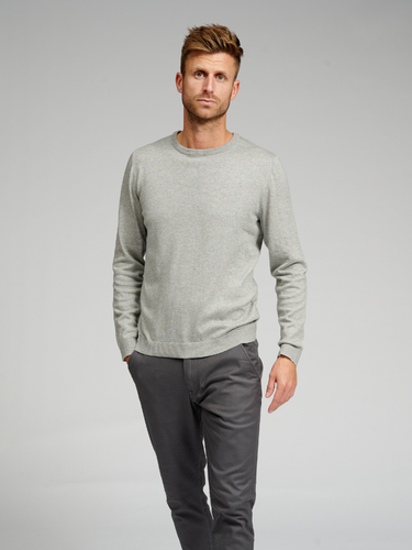 Basic Knit Crewneck - Light Grey Melange - TeeShoppen - Grey