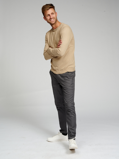 Basic Knit Crewneck - Beige - TeeShoppen - Khaki 3