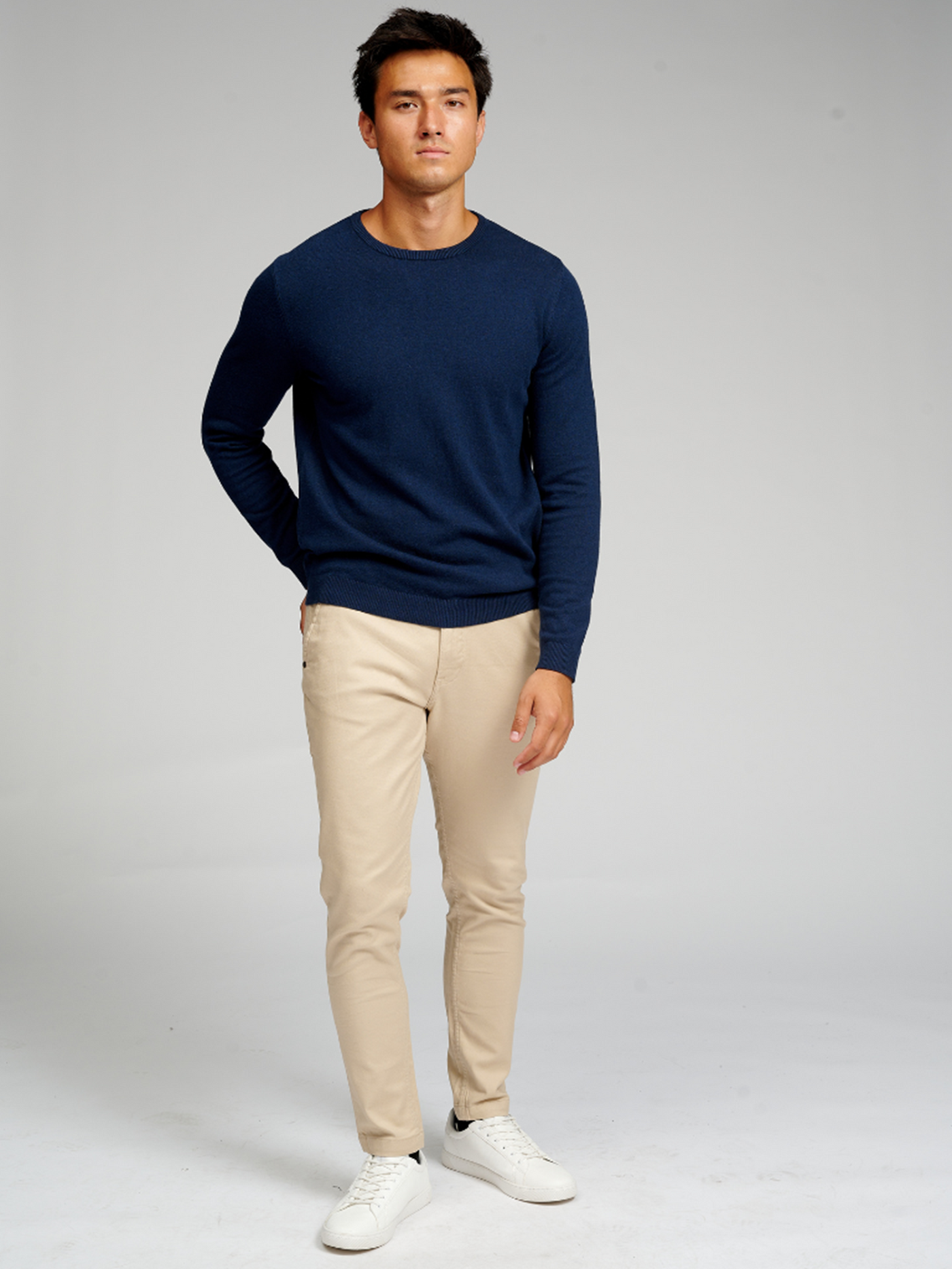 Basic Knit Crewneck - Navy - TeeShoppen - Blue 5