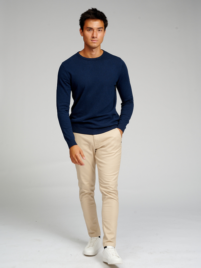 Basic Knit Crewneck - Navy - TeeShoppen - Blue 2