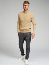 Load image into Gallery viewer, Cable Knit Crewneck - Beige - TeeShoppen - Khaki 3
