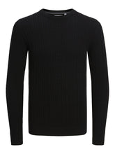 Load image into Gallery viewer, Cable Knit Crewneck - Black - TeeShoppen - Black 5
