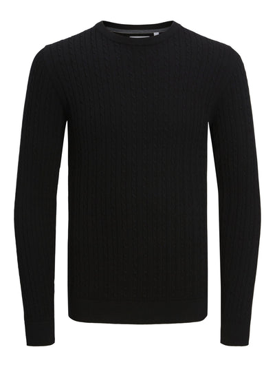 Cable Knit Crewneck - Black - TeeShoppen - Black 5