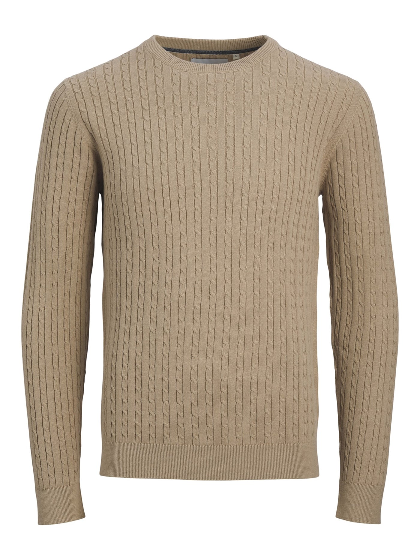 Cable Knit Crewneck - Beige - TeeShoppen - Khaki 4