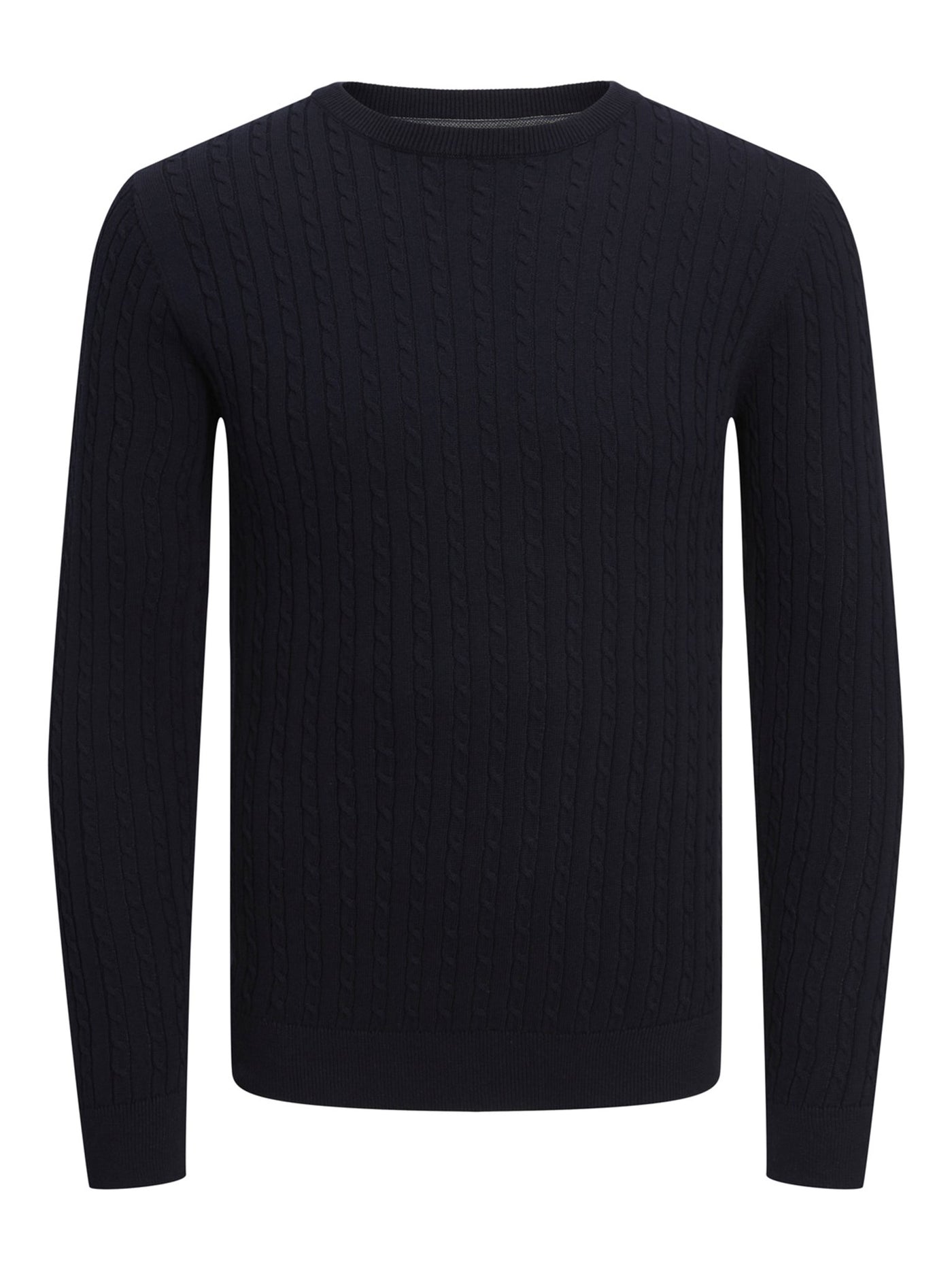 Cable Knit Crewneck - Navy - TeeShoppen - Blue 5