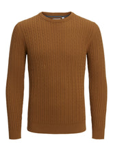 Load image into Gallery viewer, Cable Knit Crewneck - Light Brown - TeeShoppen - Brown 5
