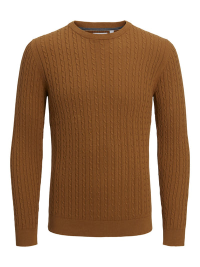 Cable Knit Crewneck - Light Brown - TeeShoppen - Brown 5