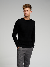 Load image into Gallery viewer, Cable Knit Crewneck - Black - TeeShoppen - Black
