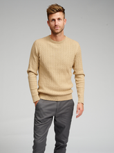 Load image into Gallery viewer, Cable Knit Crewneck - Beige - TeeShoppen - Khaki
