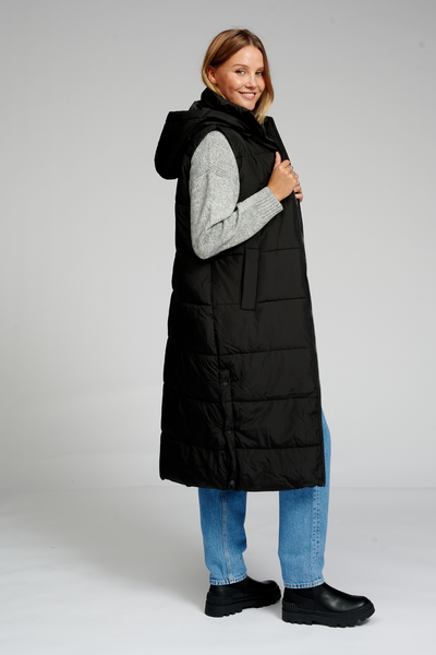 Long Puffer Vest - Black - TeeShoppen - Black 2