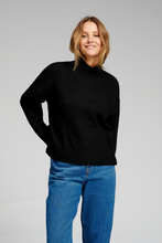 Load image into Gallery viewer, Oversized Knitted Polo-Neck Jumper - Black - TeeShoppen - Black
