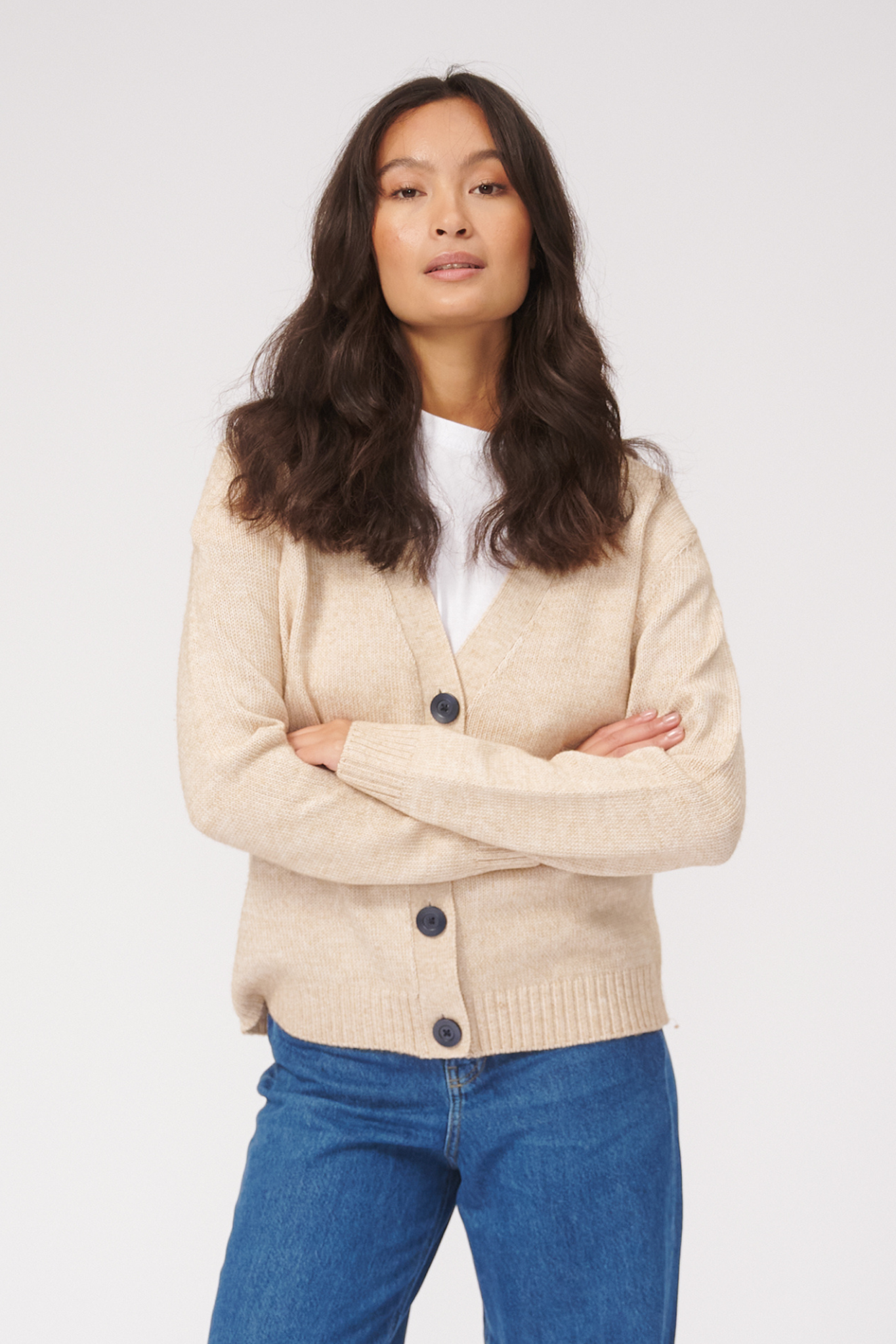 Knitted Cardigan - Beige - TeeShoppen - Khaki 4