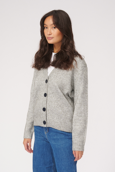 Knitted Cardigan - Light Grey Melange - TeeShoppen - Grey 3