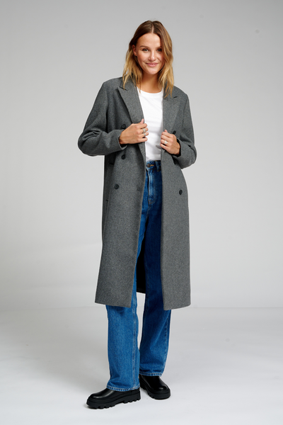 Classic Wool Coat - Dark Grey Melange - TeeShoppen - Grey 2