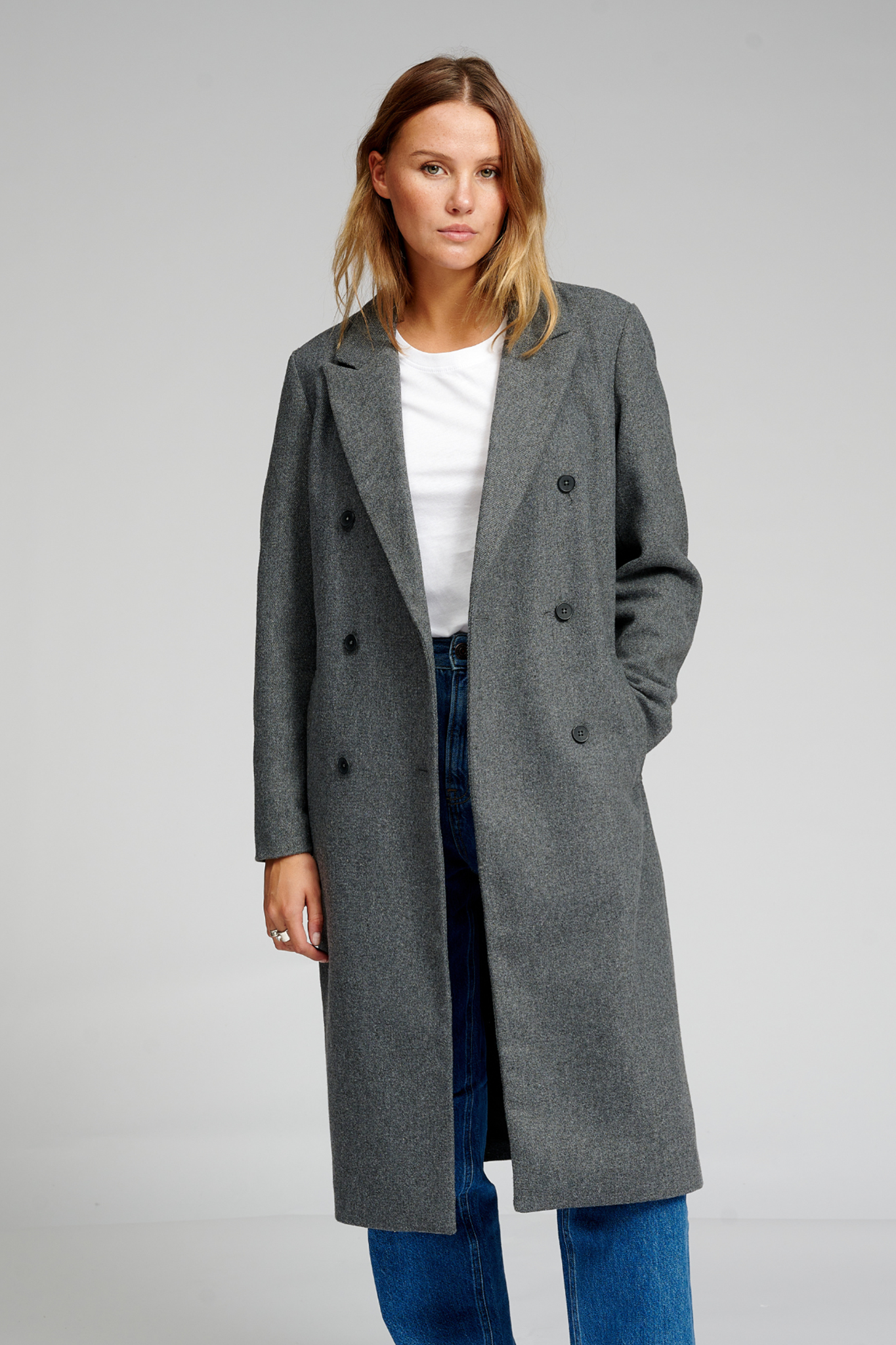 Classic Wool Coat - Dark Grey Melange - TeeShoppen - Grey