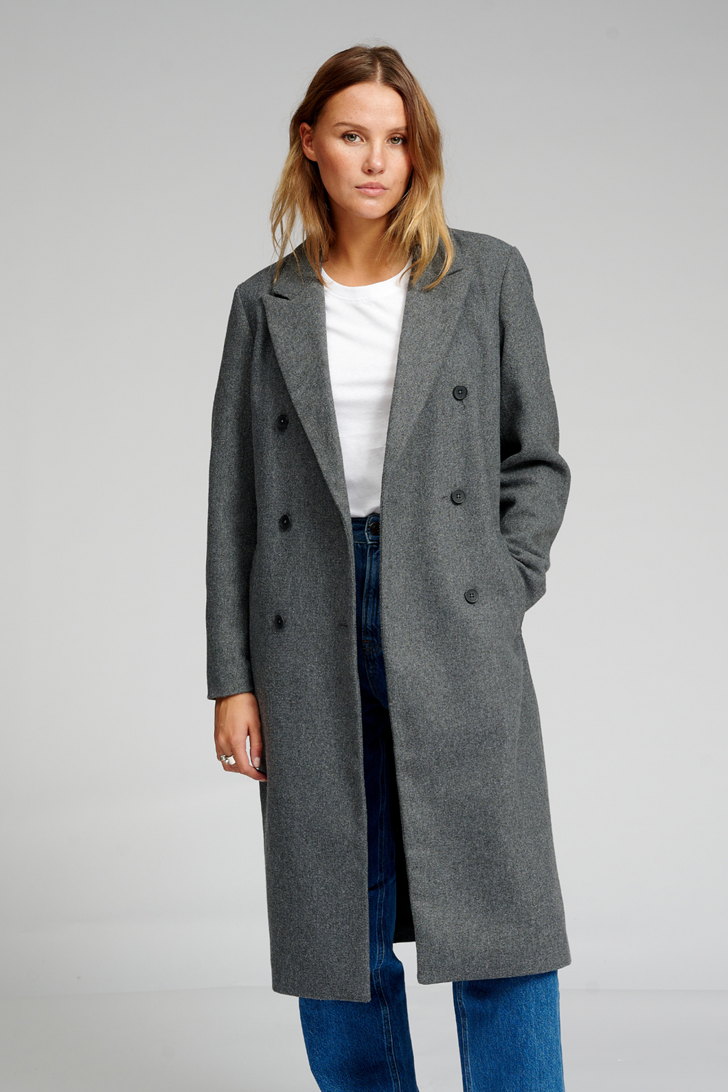 Classic Wool Coat - Dark Grey Melange - TeeShoppen - Grey