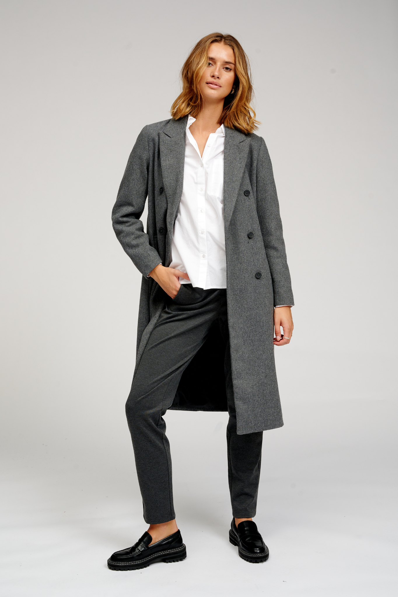 Classic Wool Coat - Dark Grey Melange - TeeShoppen - Grey 4