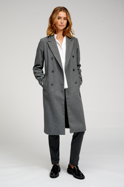 Classic Wool Coat - Dark Grey Melange - TeeShoppen - Grey 3