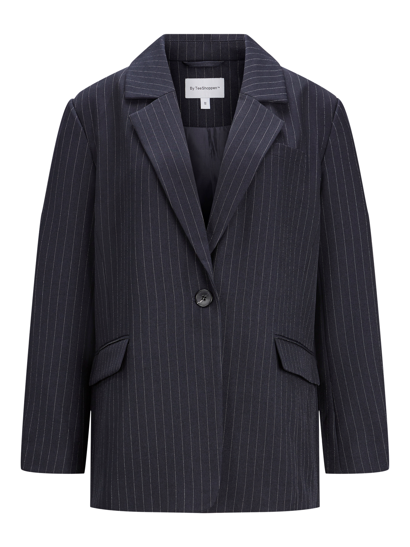 Oversized Blazer - Navy Pinstripe - TeeShoppen - Blue 4