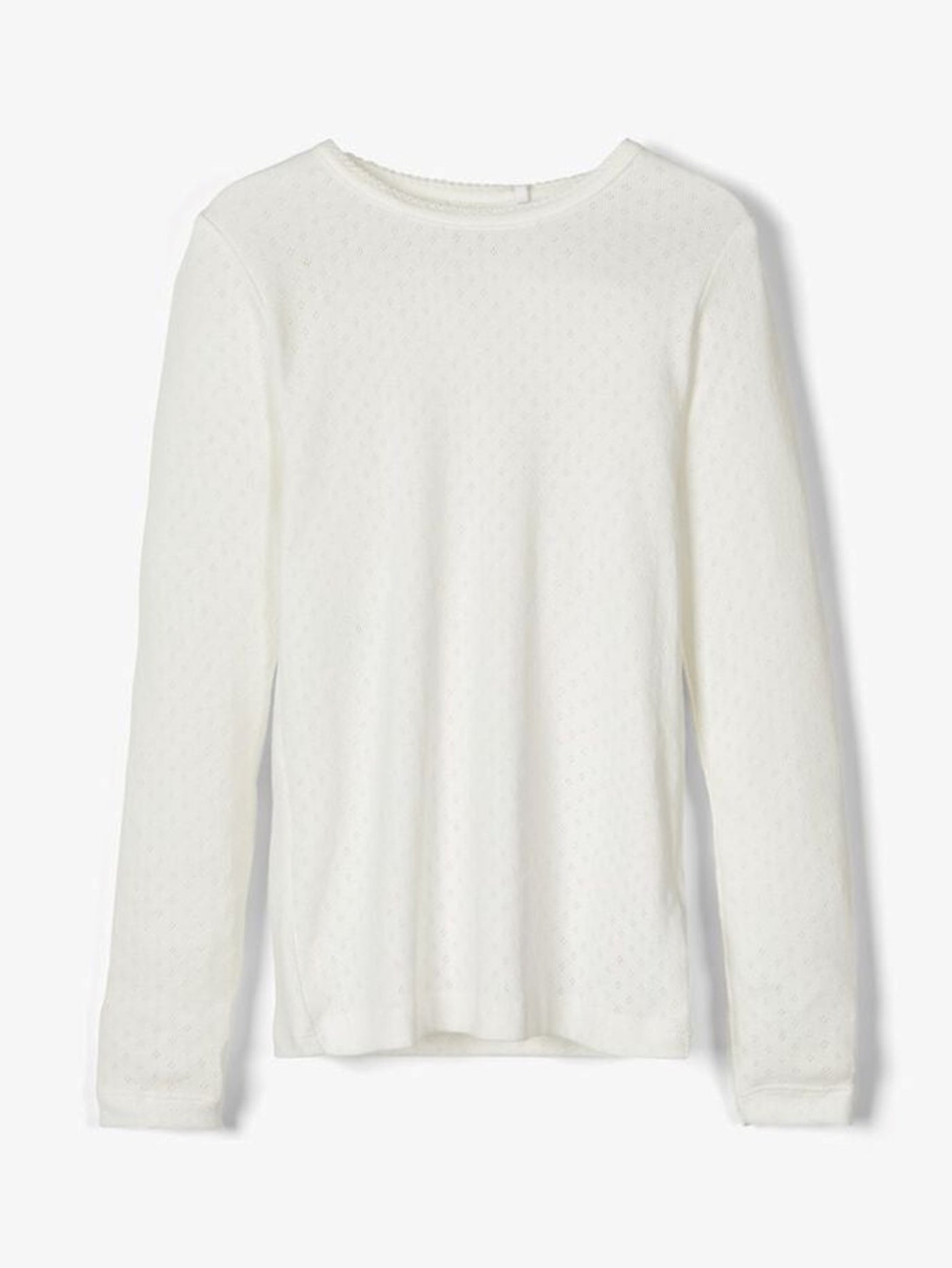 Long-sleeved Pointelle T-shirt - White - Name It - White