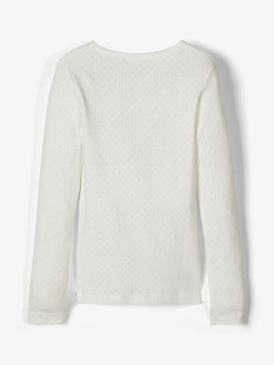 Long-sleeved Pointelle T-shirt - White - Name It - White 3