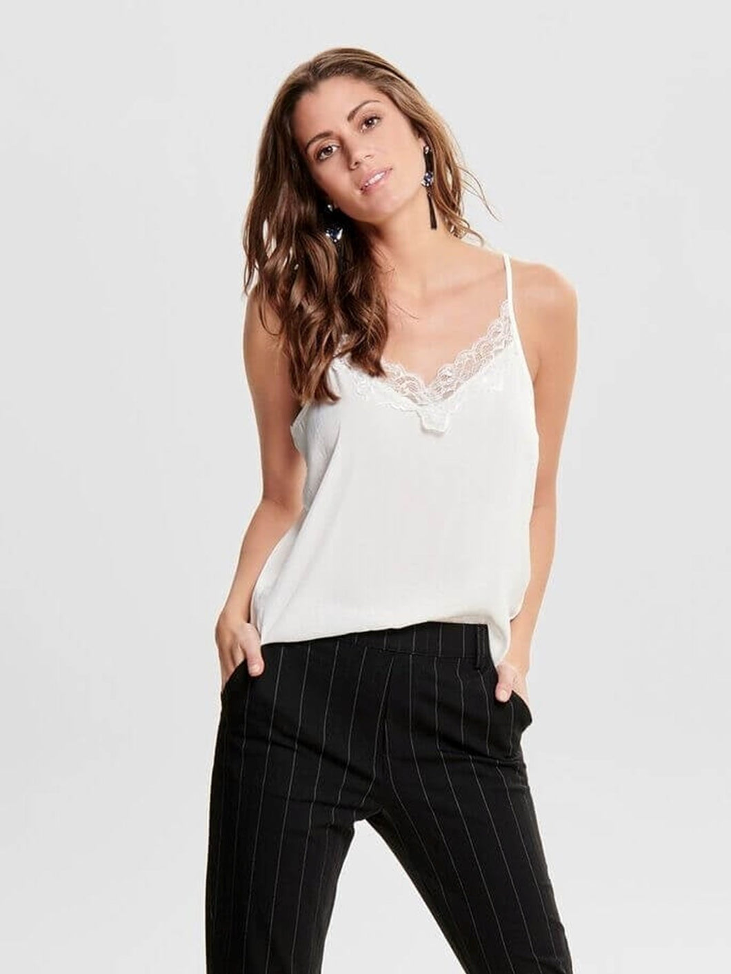Top with lace details  - Cloud dancer - Jacqueline de Yong - White
