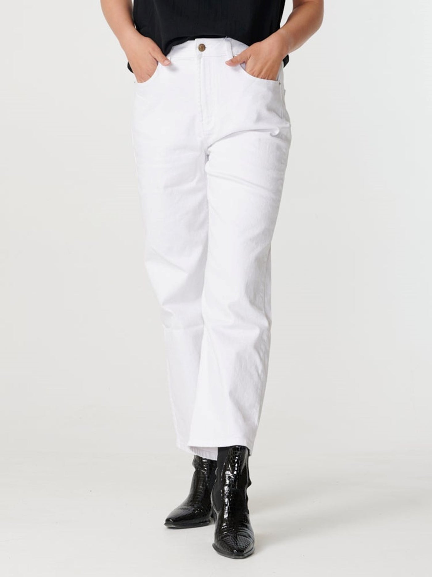 Wide high-waist jeans - White - ONLY - White