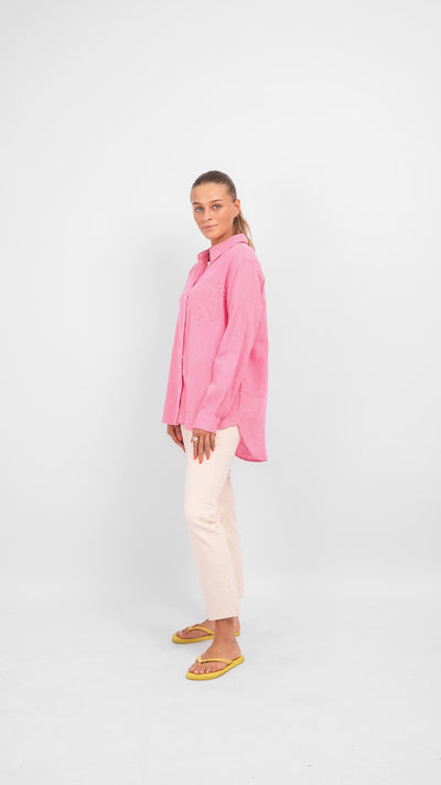 Tokyo Linen Shirt - Sachet Pink - ONLY - Pink 4