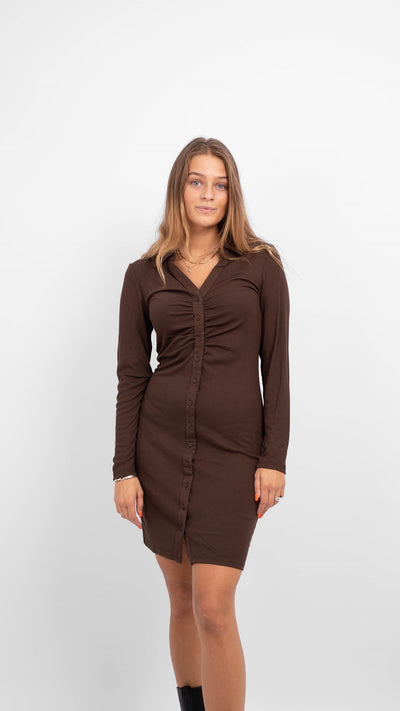 Siva Polo Dress - Hot Fudge - ONLY - Brown