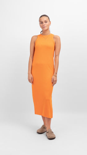 Line Summer Dress - Persimmon Orange - ONLY - Orange