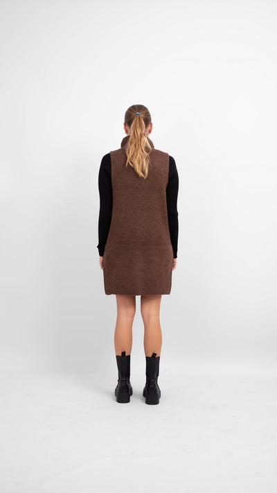 Ellen Long Knit west w. Turtleneck - Chicory Coffee - PIECES - Brown 3