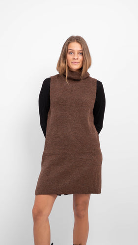 Ellen Long Knit west w. Turtleneck - Chicory Coffee - PIECES - Brown