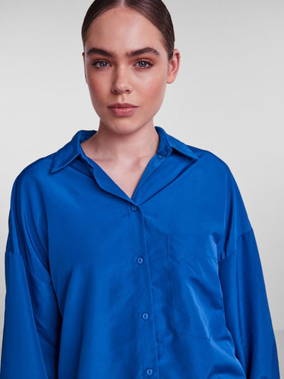 Chrilina Oversized Shirt - Mazarine Blue - PIECES - Blue 4