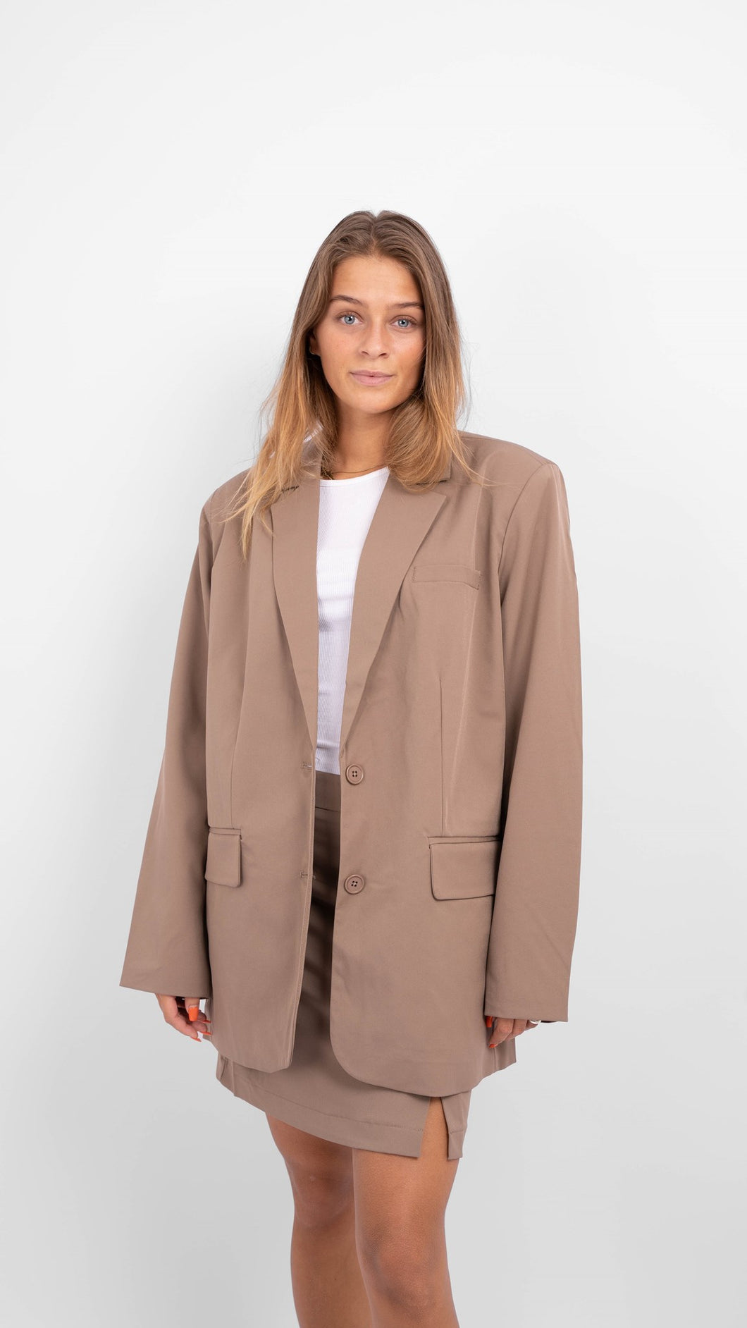 Size Oversized Blazer - Fossil - PIECES - Brown